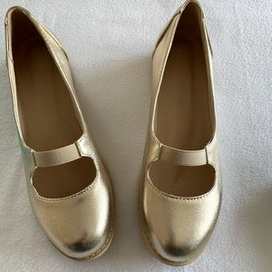 Gold matte ballerina slip on Mary Jane shoes, size 8